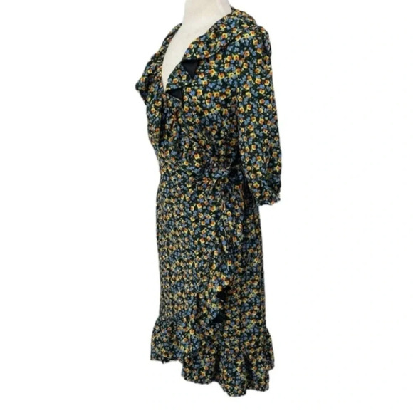 Eloquii x Jason Wu Wrap Dress V Neck  Floral Patterned Ruffled Wrap Dress Sz 10 - Picture 9 of 10